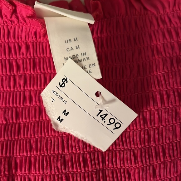 Bright pink ribbed tube top - Picture 2 of 4